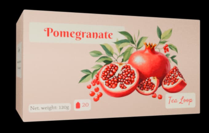 3D render of a Pomegranate tea box